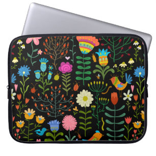 Lovely flowers hand drawn illustration pattern laptop sleeve