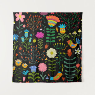 Lovely flowers hand drawn illustration pattern tapestry