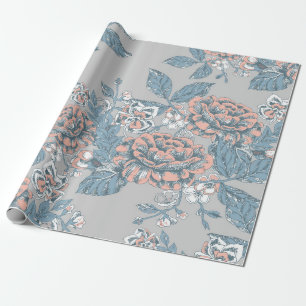 Lovely flowers. Monochrome ornaments. Seamless pat Wrapping Paper