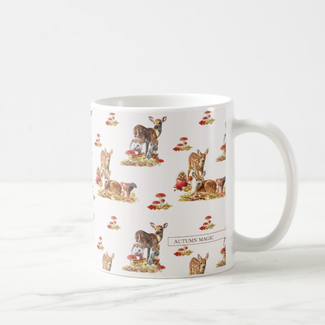 Lovely Forest Animals Autumn Art Pattern Coffee Mug (Right)