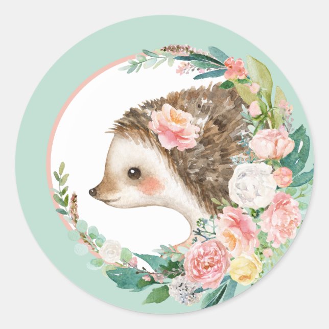Lovely Forest Woodland Animals - Little Hedgehog Classic Round Sticker (Front)