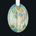 Lovely Forget Me Not Angel  Ornament<br><div class="desc">vintage painting with a beautiful christian angel in a white dress.</div>