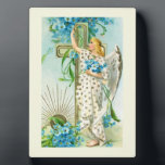 Lovely Forget Me Not Angel  Plaque<br><div class="desc">vintage painting with a beautiful christian angel in a white dress.</div>