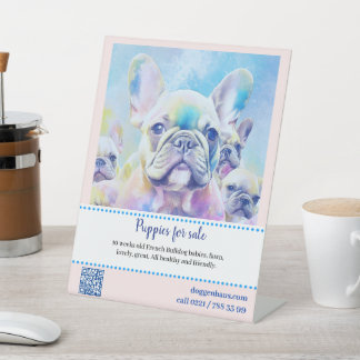 Lovely French Bulldog Illustration Seller Pedestal Sign