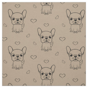 Lovely French Bulldog Printed Fabric by the Yard