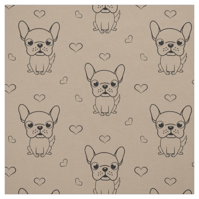 Lovely French Bulldog Printed Fabric by the Yard (Swatch)