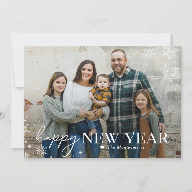 Lovely Frost Happy New Year Photo Card (Front)