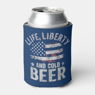 Lovely fun patriotic life liberty and Cold Beer Can Cooler