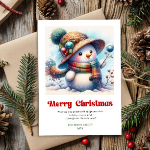 Lovely funny snowman classic Christmas greeting Holiday Card