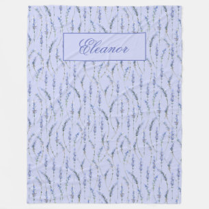 Lovely Garden of Lavender Sprigs - Monogrammed Fleece Blanket
