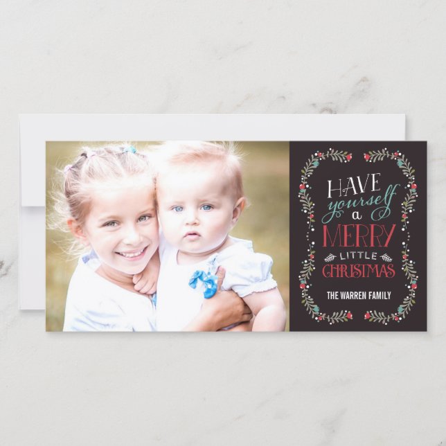 Lovely Garlands Holiday Photo Card - Brown (Front)