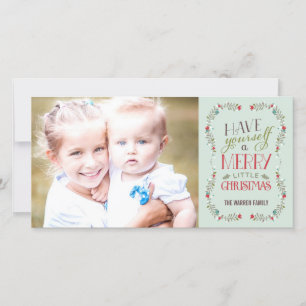 Lovely Garlands Holiday Photo Card - Light Blue