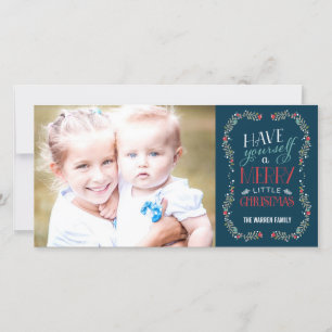 Lovely Garlands Holiday Photo Card - Navy