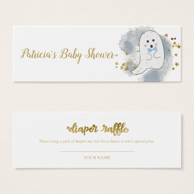 Lovely Ghost Halloween Baby Shower Diaper Raffle (Front & Back)