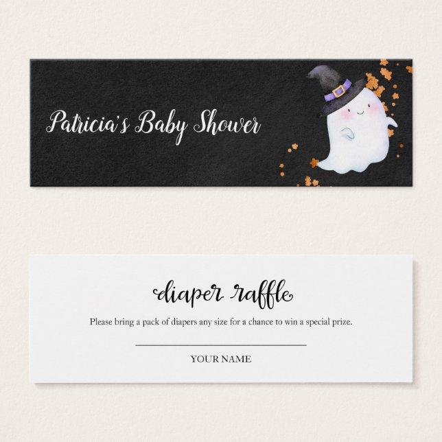 Lovely Ghost Halloween Baby Shower Diaper Raffle (Front & Back)