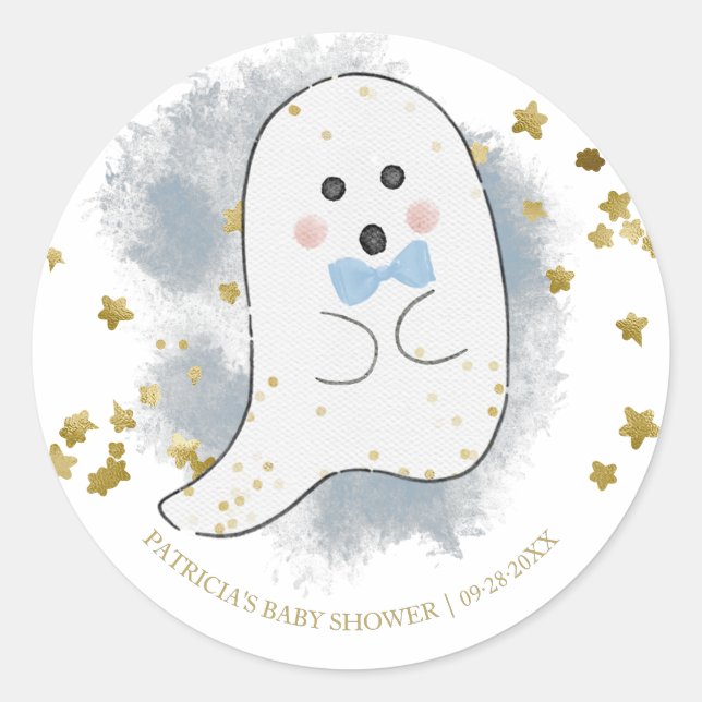 Lovely Ghost Halloween Girl Baby Shower Classic Ro Round Sticker (Front)