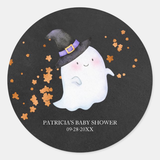 Lovely Ghost Halloween Girl Baby Shower Classic Round Sticker (Front)