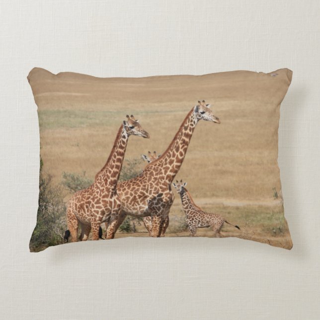 Lovely Giraffe Family Decorative Cushion (Front)