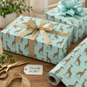Lovely Giraffes Wrapping Paper Sheet