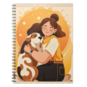 Lovely Girl and dog hug  Notebook