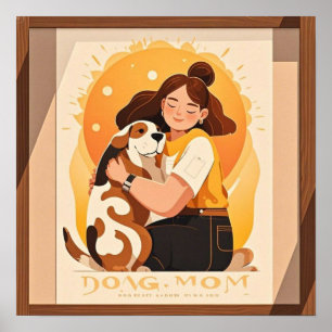 Lovely Girl and dog hug Poster