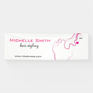 Lovely girl icon  pink hair Hairstyling branding Banner