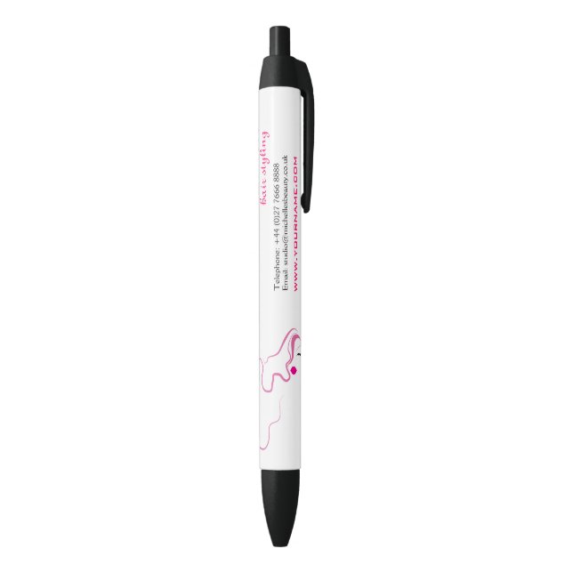 Lovely girl icon  pink hair Hairstyling branding Black Ink Pen (Bottom (Vertical))