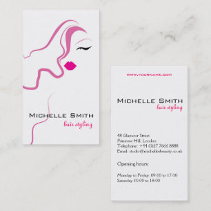 Lovely girl icon  pink hair Hairstyling branding Business Card