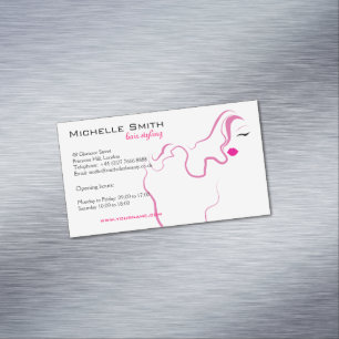 Lovely girl icon  pink hair Hairstyling branding Magnetic Business Card