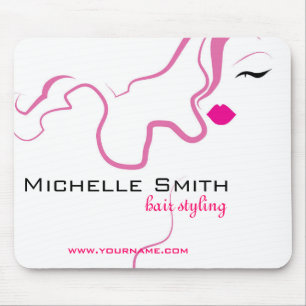 Lovely girl icon  pink hair Hairstyling branding Mouse Pad