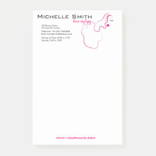 Lovely girl icon  pink hair Hairstyling branding Post-it Notes