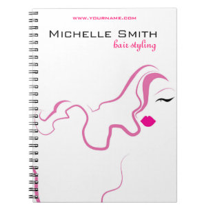 Lovely girl icon  pink hair Hairstyling branding Spiral Notebook