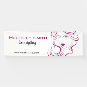 Lovely girl icon purple hair Hairstyling branding Banner