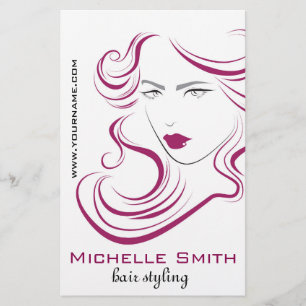 Lovely girl icon purple hair Hairstyling branding Flyer