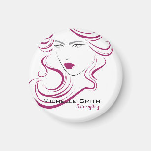 Lovely girl icon purple hair Hairstyling branding Magnet