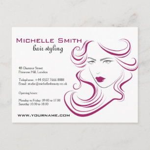 Lovely girl icon purple hair Hairstyling branding Postcard