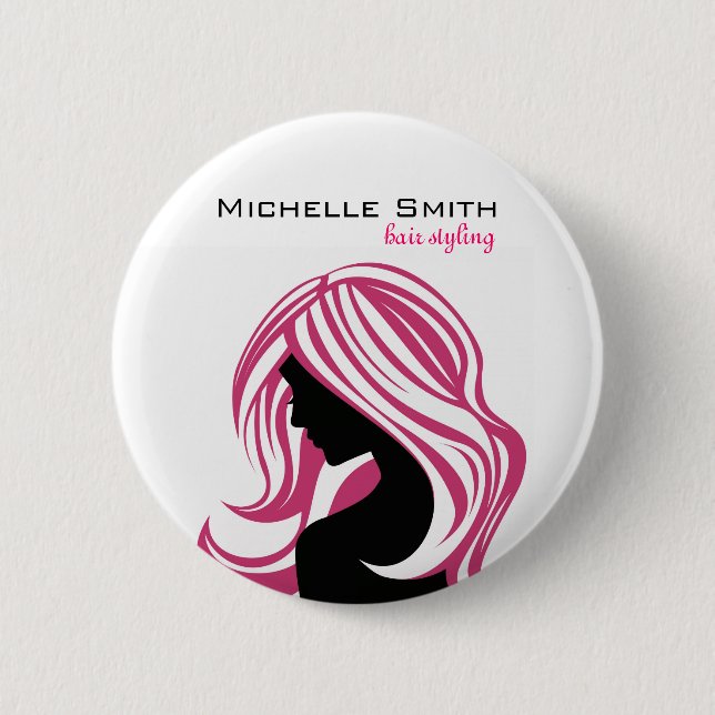 Lovely girl with pink hair Hairstyling branding 6 Cm Round Badge (Front)