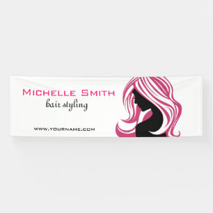 Lovely girl with pink hair Hairstyling branding Banner