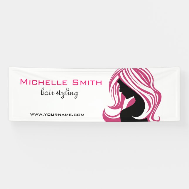 Lovely girl with pink hair Hairstyling branding Banner (Horizontal)