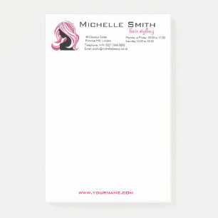 Lovely girl with pink hair Hairstyling branding Post-it Notes
