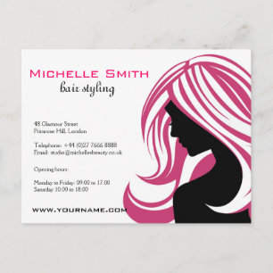 Lovely girl with pink hair Hairstyling branding Postcard