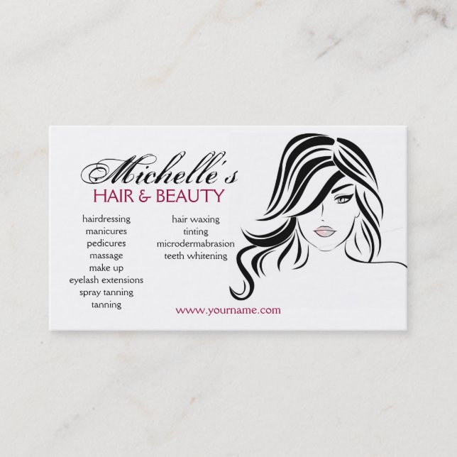 Lovely girl with wavy hair and Makeup Icon Business Card (Front)
