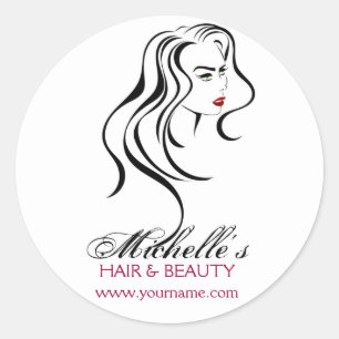 Lovely girl with wavy hair and Makeup Icon Classic Round Sticker