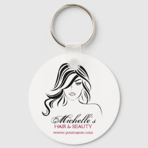 Lovely girl with wavy hair and Makeup Icon Key Ring
