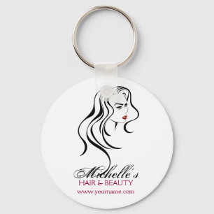 Lovely girl with wavy hair and Makeup Icon Key Ring