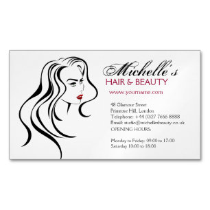 Lovely girl with wavy hair and Makeup Icon Magnetic Business Card