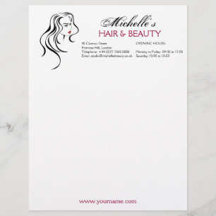 Lovely girl with wavy hair and Makeup Icon Personalised Letterhead
