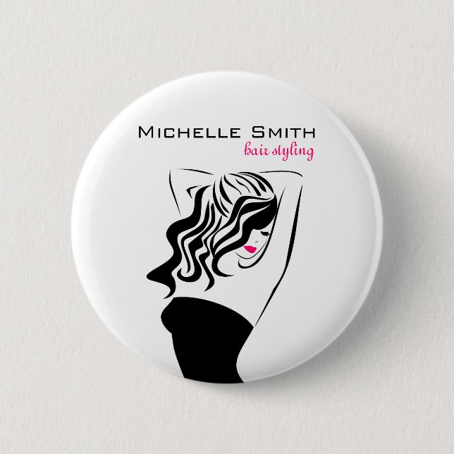 Lovely girl with wavy hair Hairstyling branding 6 Cm Round Badge (Front)