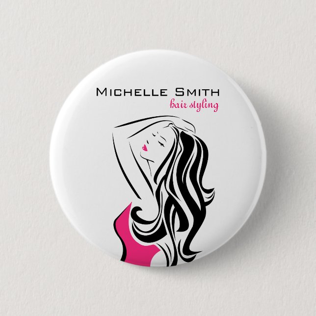 Lovely girl with wavy hair Hairstyling branding 6 Cm Round Badge (Front)