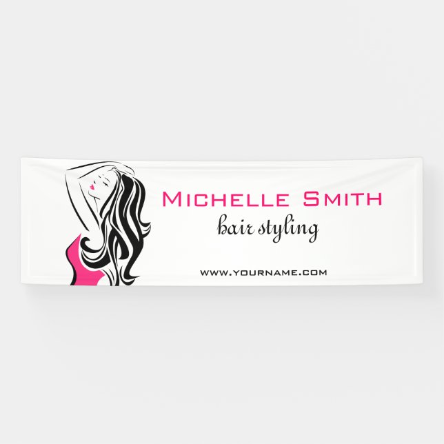 Lovely girl with wavy hair Hairstyling branding Banner (Horizontal)